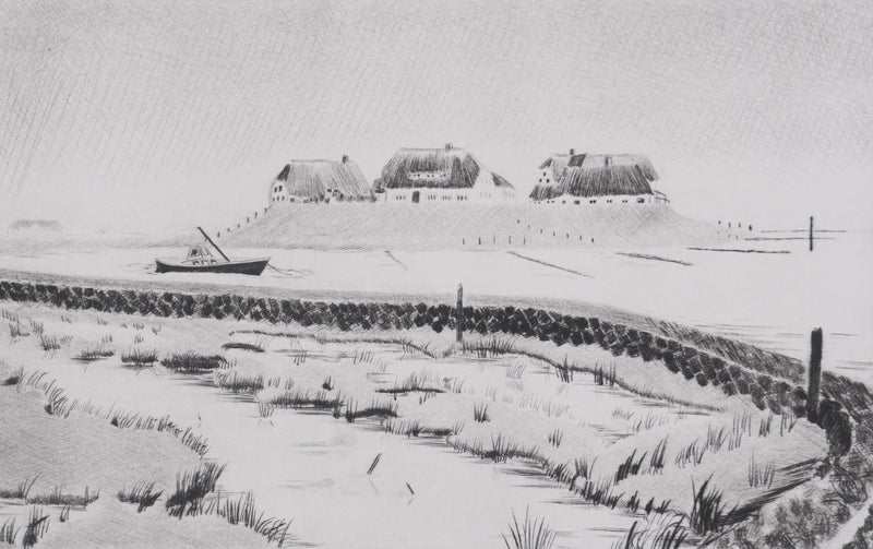 Camille COMBE : Langeness, une île au Nord, Gravure originale signée