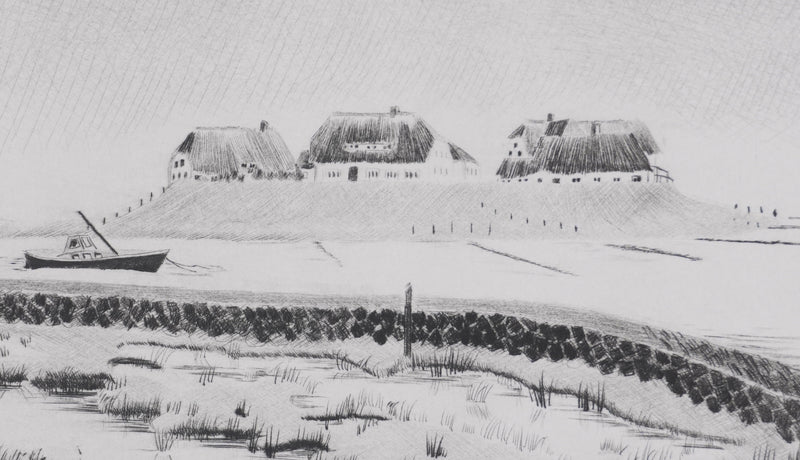 Camille COMBE : Langeness, une île au Nord, Gravure originale signée