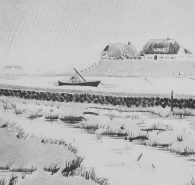 Camille COMBE : Langeness, une île au Nord, Gravure originale signée