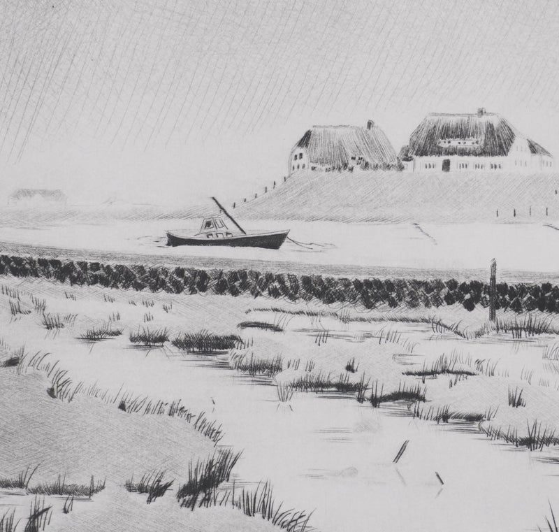 Camille COMBE : Langeness, une île au Nord, Gravure originale signée