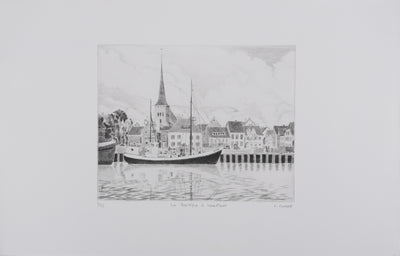 Camille COMBE : La Baltique à Neustadt, Gravure originale signée