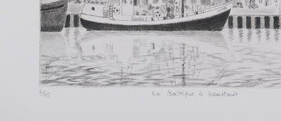 Camille COMBE : La Baltique à Neustadt, Gravure originale signée