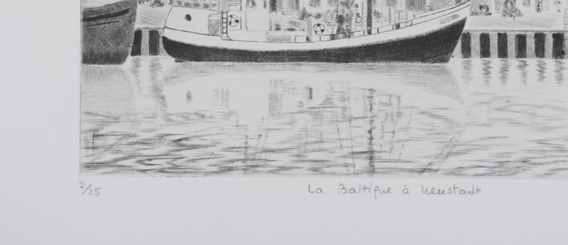 Camille COMBE : La Baltique à Neustadt, Gravure originale signée