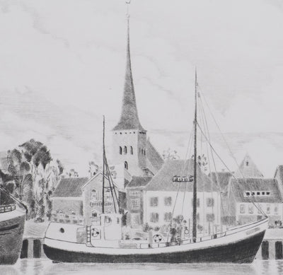 Camille COMBE : La Baltique à Neustadt, Gravure originale signée