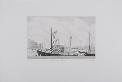 Camille COMBE : Vision de Büsum, Gravure originale signée