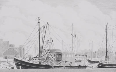 Camille COMBE : Vision de Büsum, Gravure originale signée