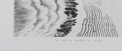 Camille COMBE : La mer a modelé le sable, Gravure originale signée