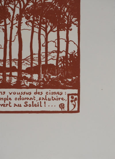 Pierre GUSMAN : La forêt de pins, Gravure originale signée