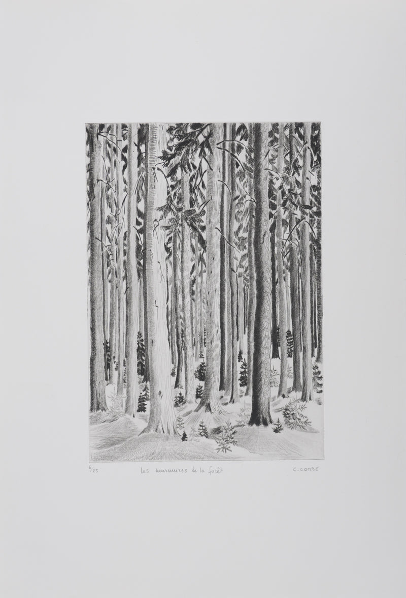 Camille COMBE : Les murmures de la forêt, Gravure originale signée