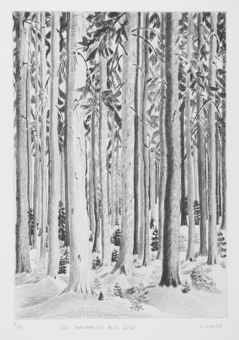 Camille COMBE : Les murmures de la forêt, Gravure originale signée