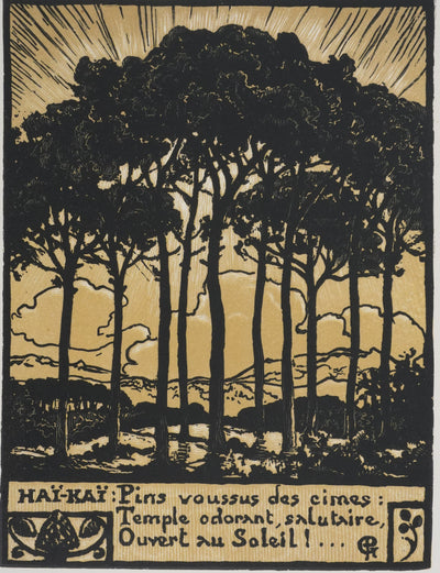 Pierre GUSMAN : La forêt de pins (camaïeu), Gravure originale signée