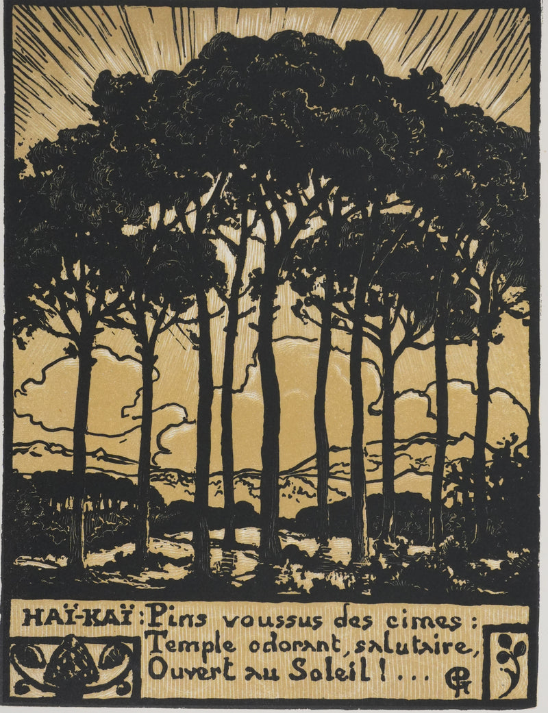 Pierre GUSMAN : La forêt de pins (camaïeu), Gravure originale signée