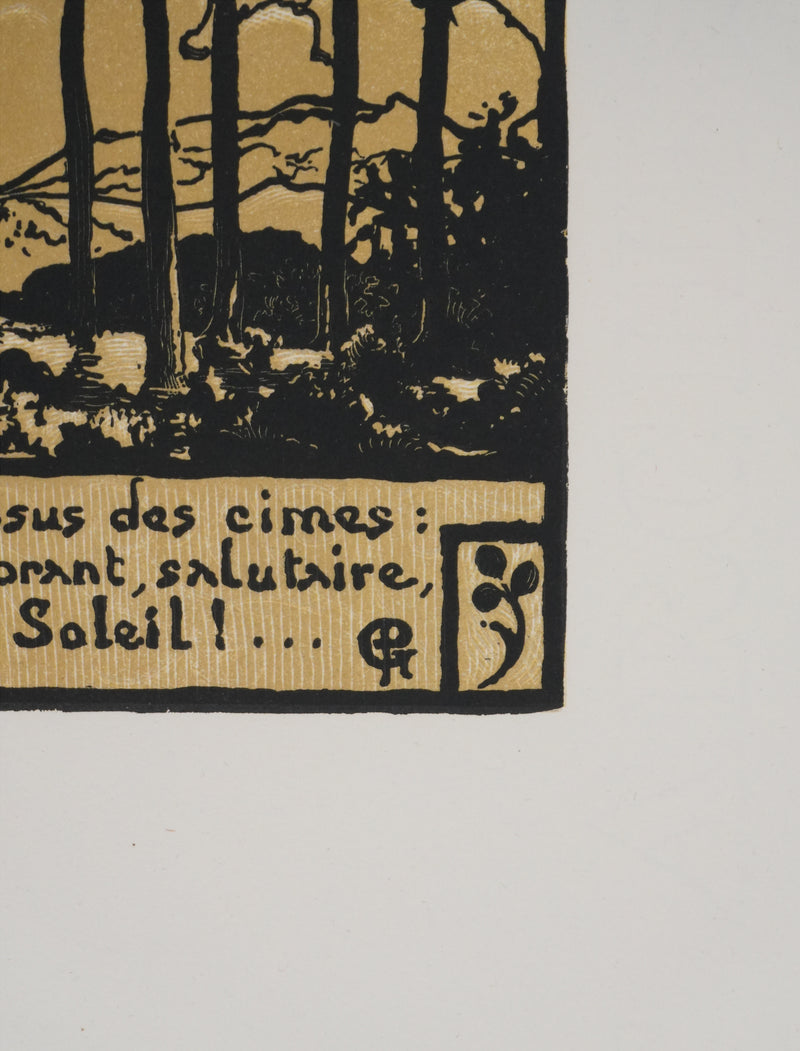 Pierre GUSMAN : La forêt de pins (camaïeu), Gravure originale signée