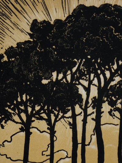 Pierre GUSMAN : La forêt de pins (camaïeu), Gravure originale signée