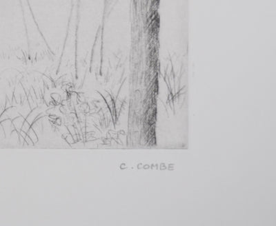 Camille COMBE : Soudain dans la clairière, Gravure originale signée
