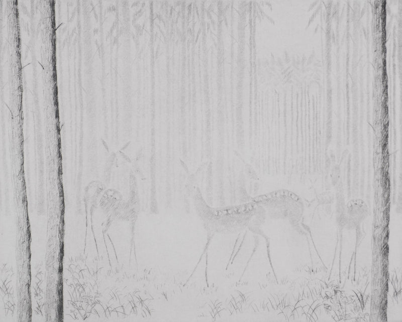 Camille COMBE : Soudain dans la clairière, Gravure originale signée