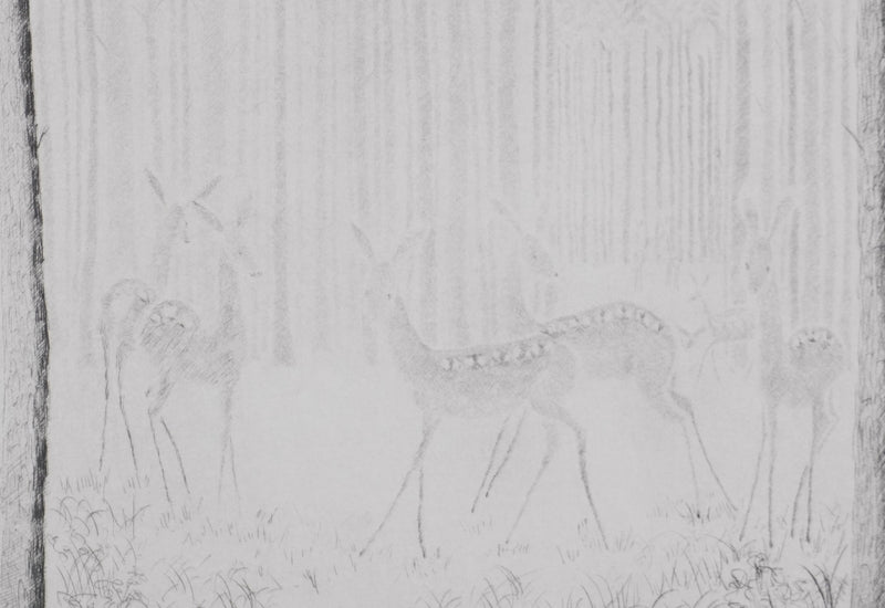 Camille COMBE : Soudain dans la clairière, Gravure originale signée