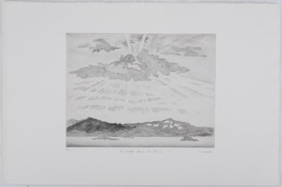 Camille COMBE : Le soleil dans sa gloire, Gravure originale signée