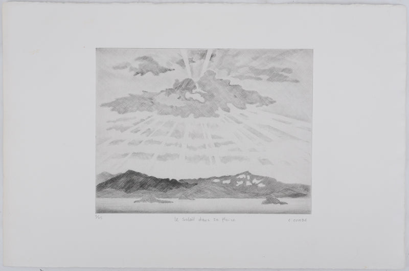 Camille COMBE : Le soleil dans sa gloire, Gravure originale signée