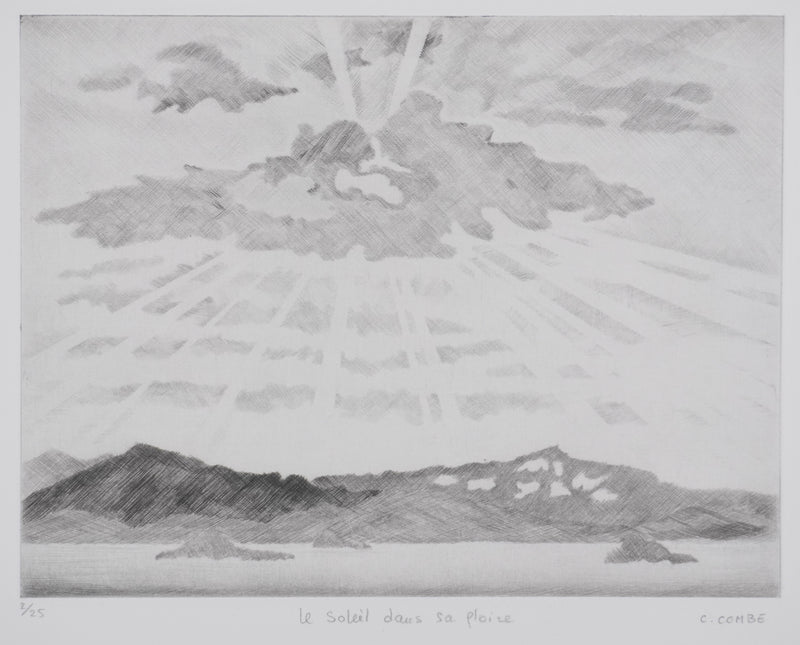 Camille COMBE : Le soleil dans sa gloire, Gravure originale signée