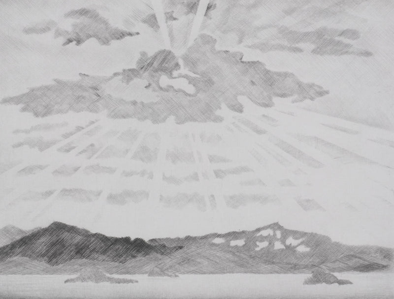 Camille COMBE : Le soleil dans sa gloire, Gravure originale signée