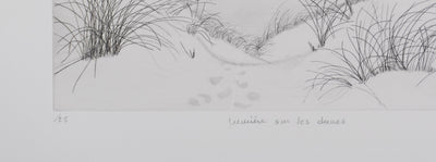 Camille COMBE : Lumière sur les dunes, Gravure originale signée