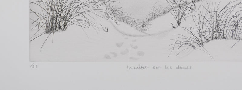 Camille COMBE : Lumière sur les dunes, Gravure originale signée