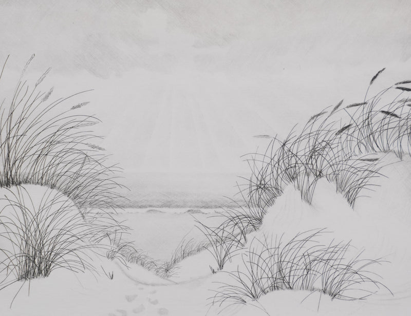 Camille COMBE : Lumière sur les dunes, Gravure originale signée