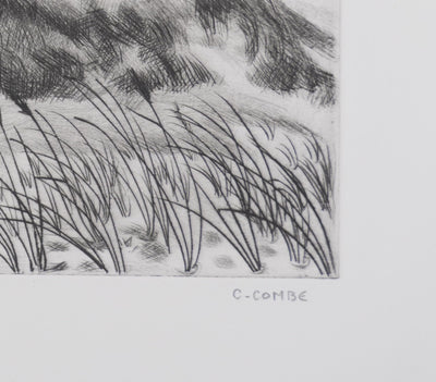 Camille COMBE : Par delà les dunes, la mer, Gravure originale signée