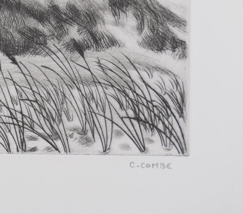 Camille COMBE : Par delà les dunes, la mer, Gravure originale signée