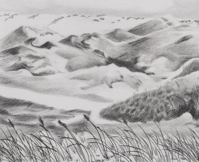 Camille COMBE : Par delà les dunes, la mer, Gravure originale signée