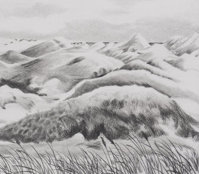 Camille COMBE : Par delà les dunes, la mer, Gravure originale signée
