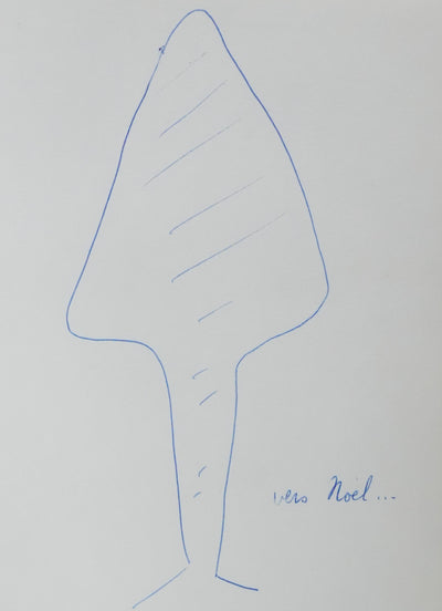 Albert DELAUNAY : L'arbre en triangle, Autographe et dessin original signé