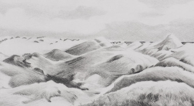 Camille COMBE : Par delà les dunes, la mer, Gravure originale signée