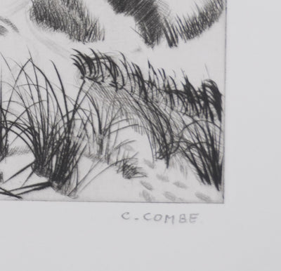 Camille COMBE : Au creux des dunes, Gravure originale signée