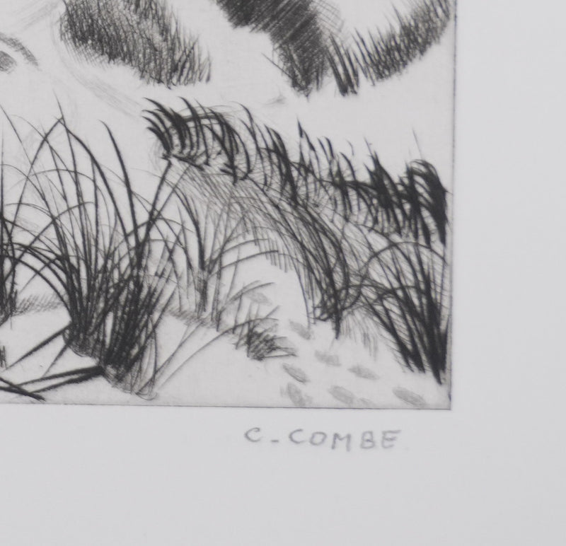 Camille COMBE : Au creux des dunes, Gravure originale signée