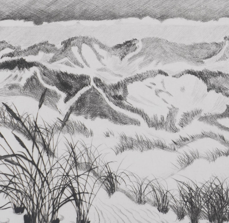Camille COMBE : Au creux des dunes, Gravure originale signée