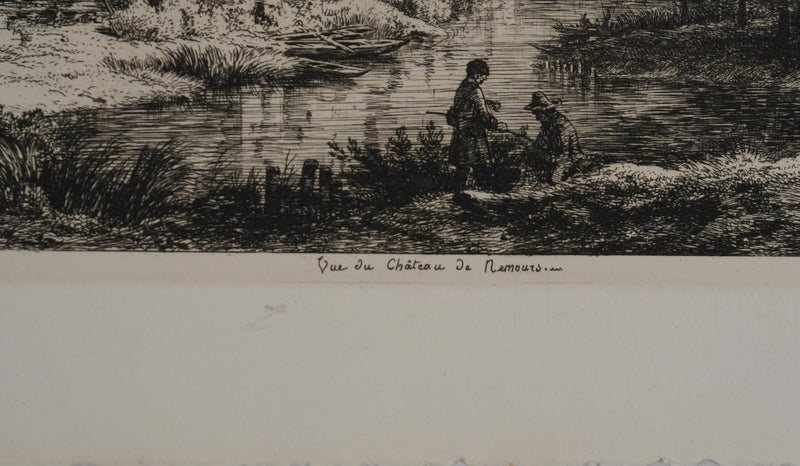 Eugène BLERY : Vue sur le Château de Nemours, Gravure originale