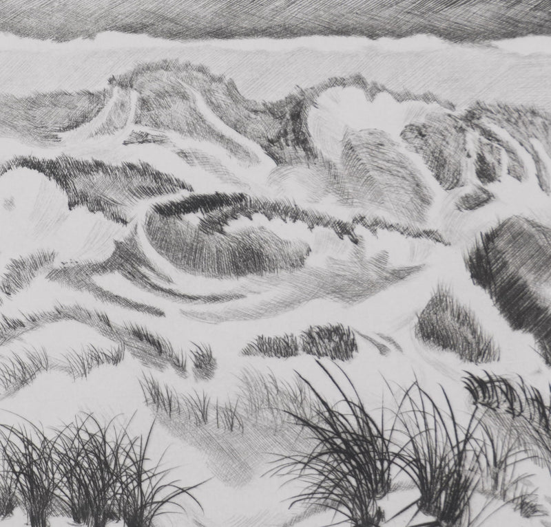 Camille COMBE : Au creux des dunes, Gravure originale signée
