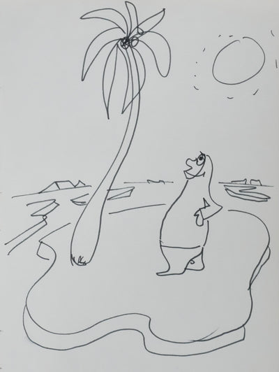 Paul Emile VICTOR : La découverte de l'arbre, Autographe et dessin original signé