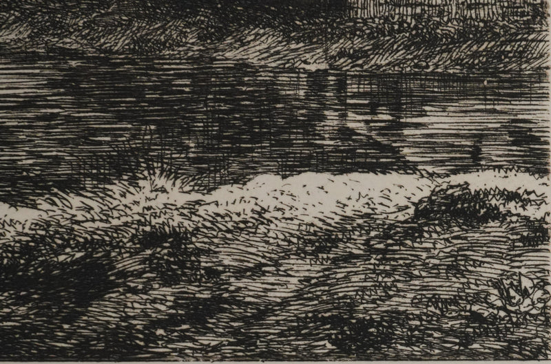 Eugène BLERY : Vue sur le Château de Nemours, Gravure originale
