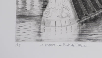 Camille COMBE : Le zouave du Pont de l'Alma, Gravure originale signée