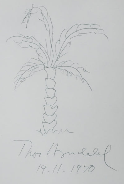 Thor  HEYERDAHL : Le joli palmier, Autographe et dessin original signé