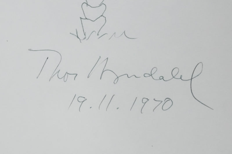 Thor  HEYERDAHL : Le joli palmier, Autographe et dessin original signé