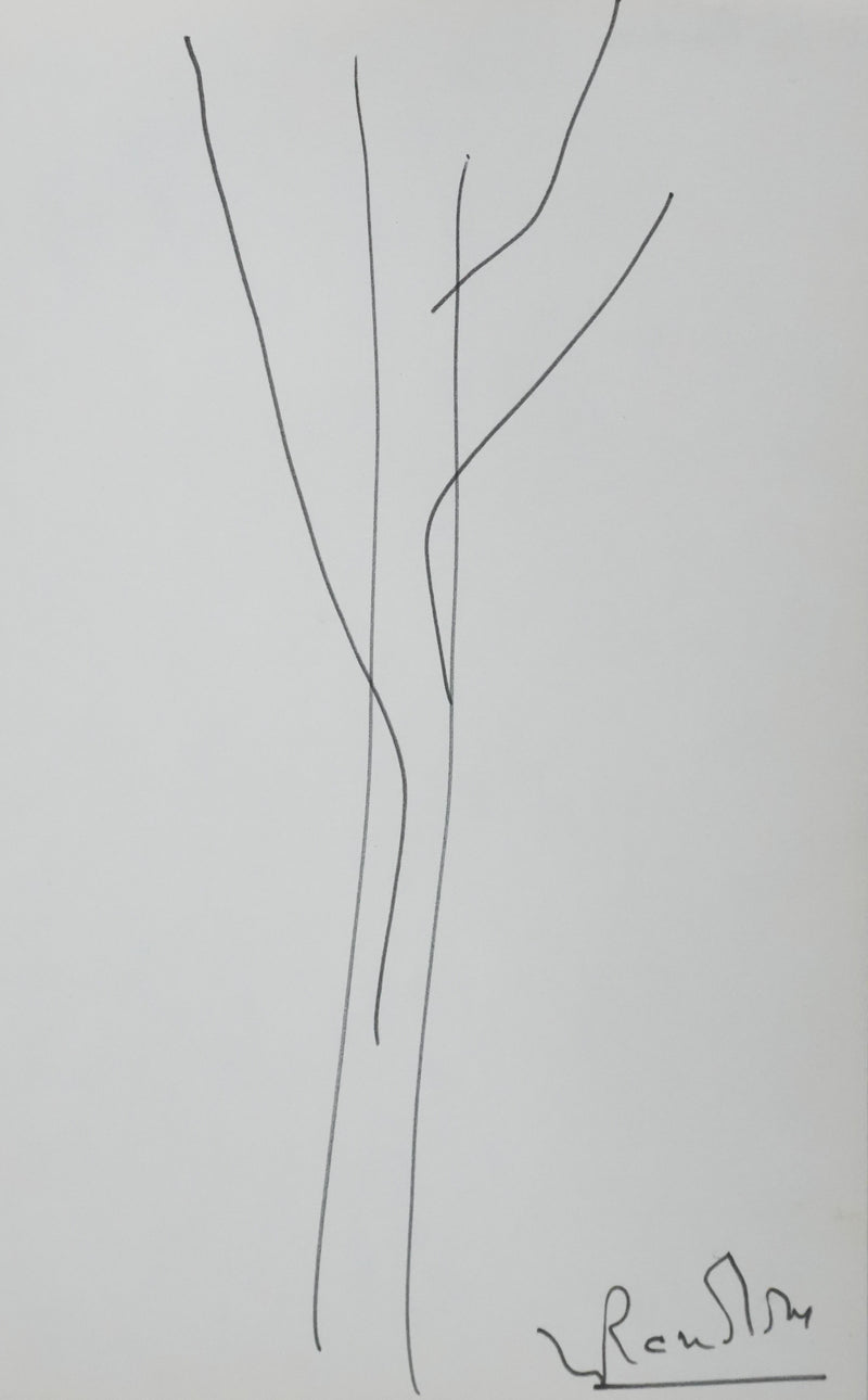 Michel RANDOM : Les tiges végétales, Autographe et dessin original signé