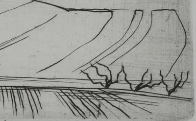 André JACQUEMIN : Les champs de blé en hiver, Gravure originale signée