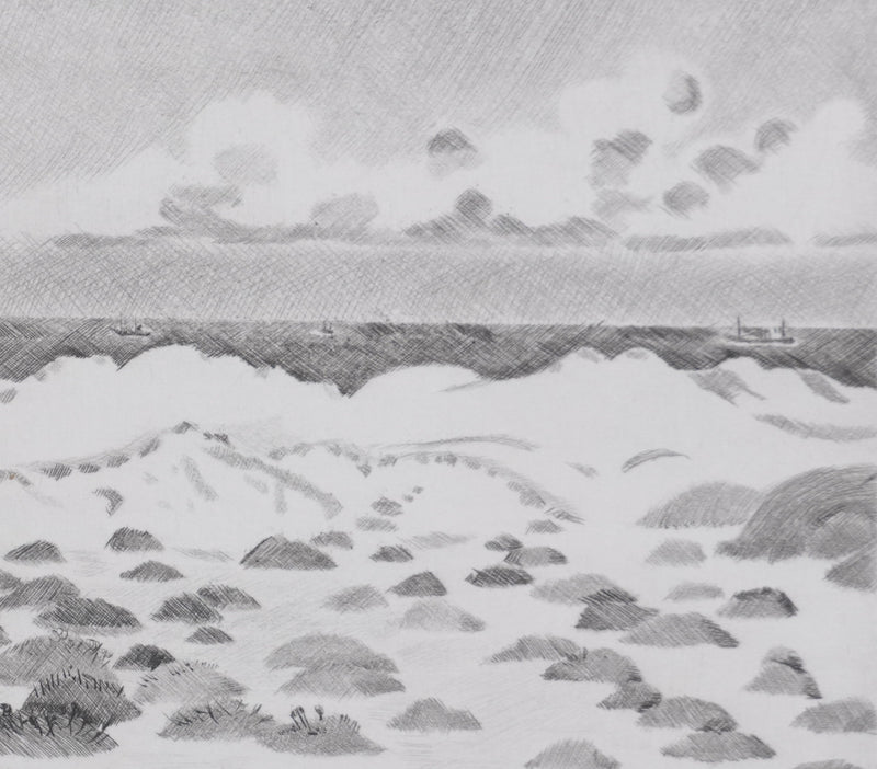 Camille COMBE : Les fantaisies des sables, Gravure originale signée