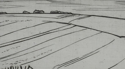 André JACQUEMIN : Les champs de blé en hiver, Gravure originale signée