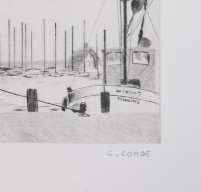 Camille COMBE : Retour de pêche, Gravure originale signée