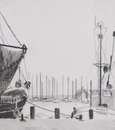 Camille COMBE : Retour de pêche, Gravure originale signée